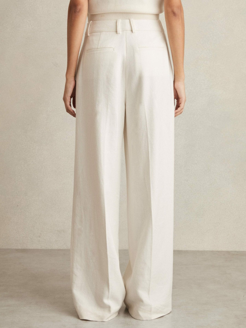 Petite Linen-Blend Wide-Leg Trousers White | Women