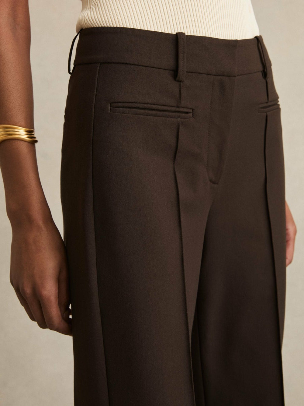 High Rise Flared Trousers Chocolate Brown | Women
