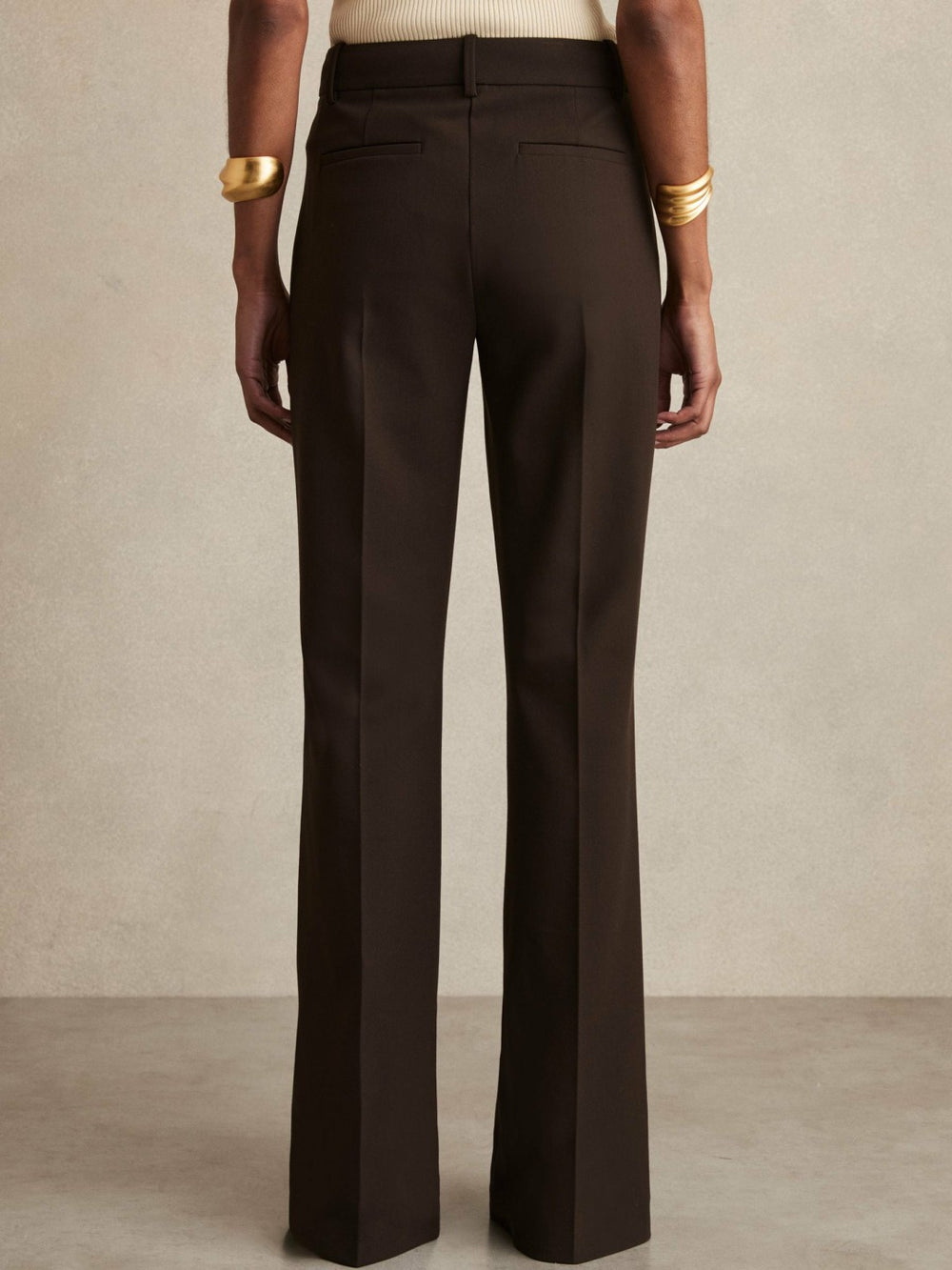High Rise Flared Trousers Chocolate Brown | Women