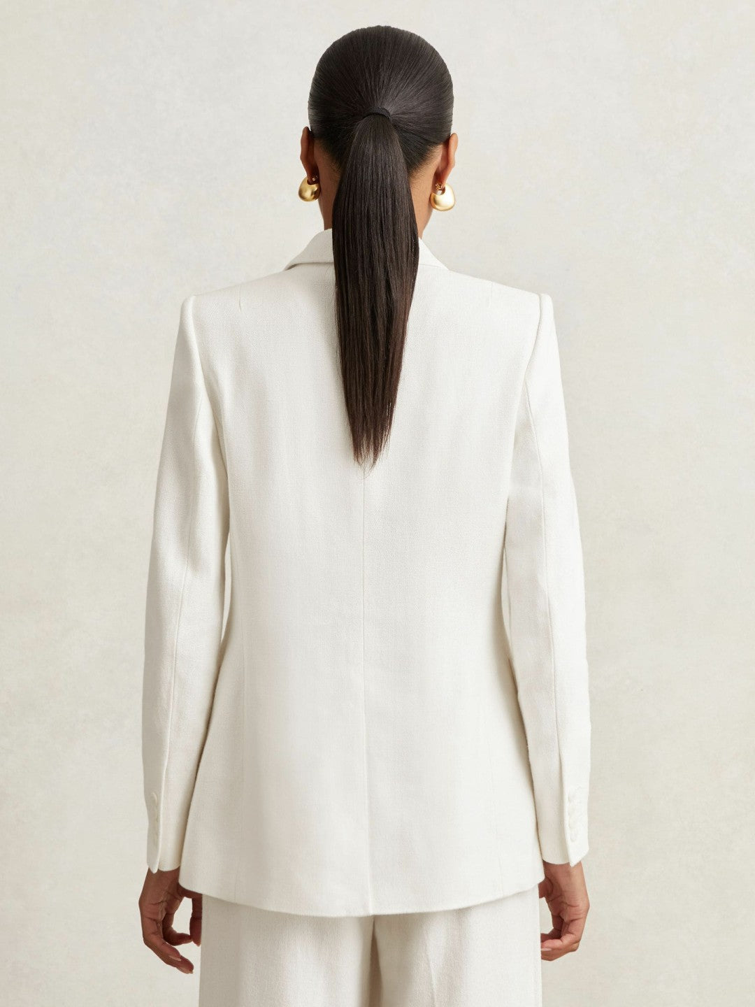 Linen-Blend Double-Breasted Suit Jacket White | Women