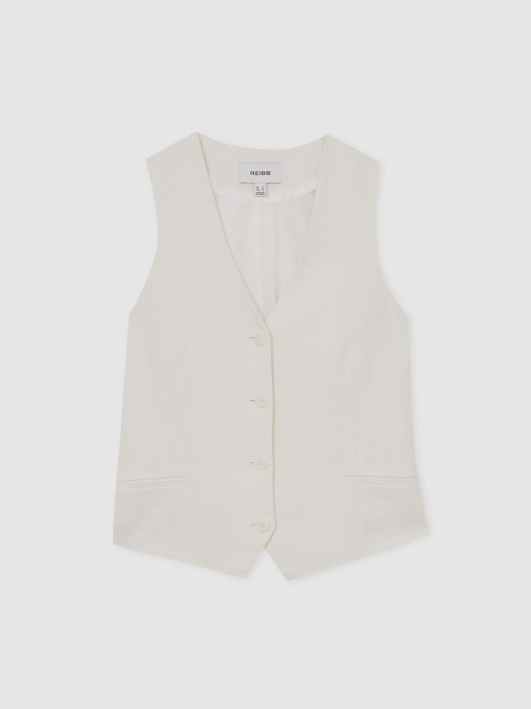 Linen-Blend Button-Through Waistcoat White | Women