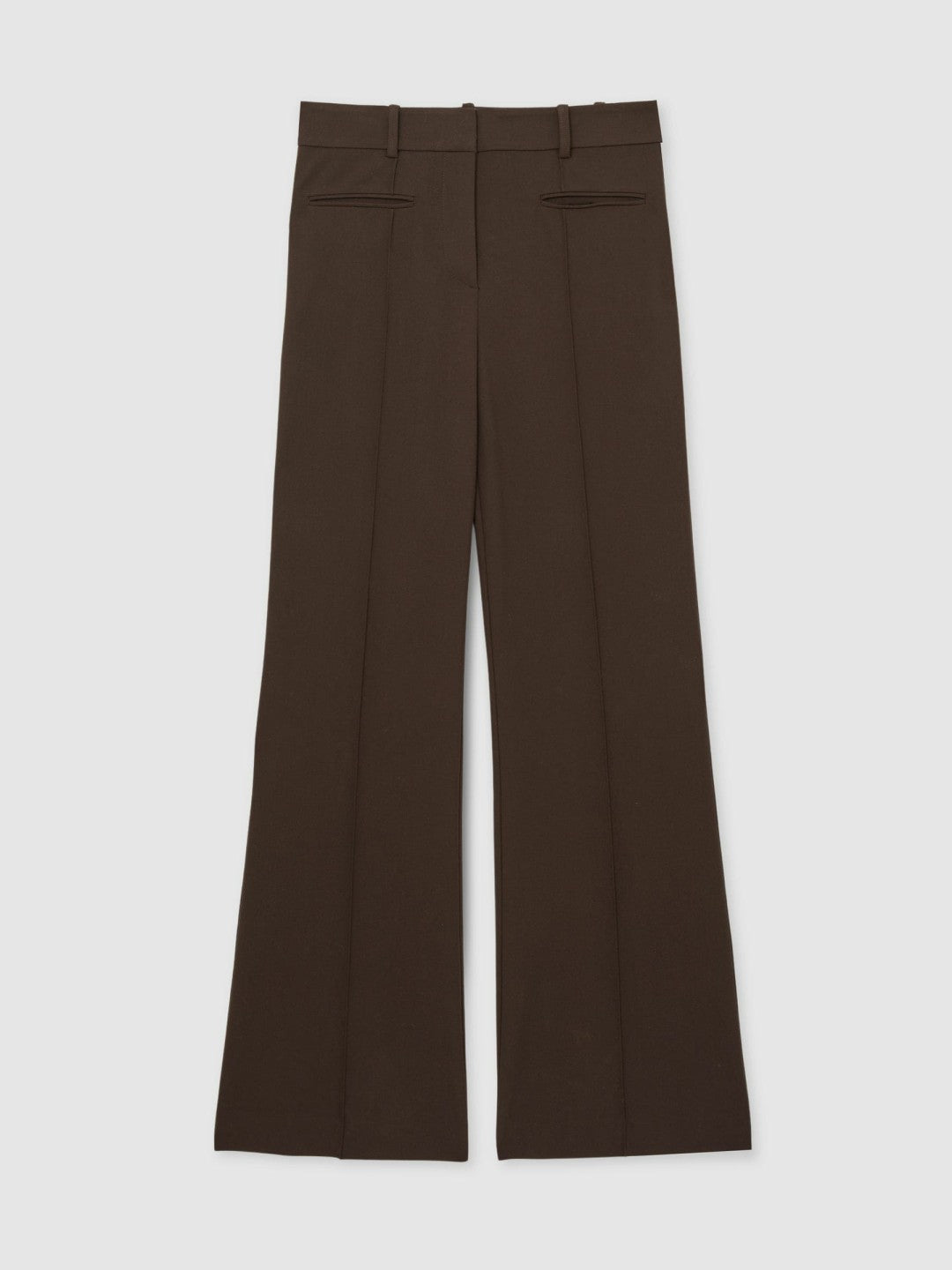 Petite High Rise Flared Trousers Chocolate Brown | Women