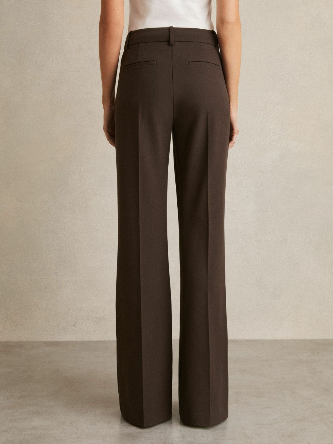 Petite High Rise Flared Trousers Chocolate Brown | Women