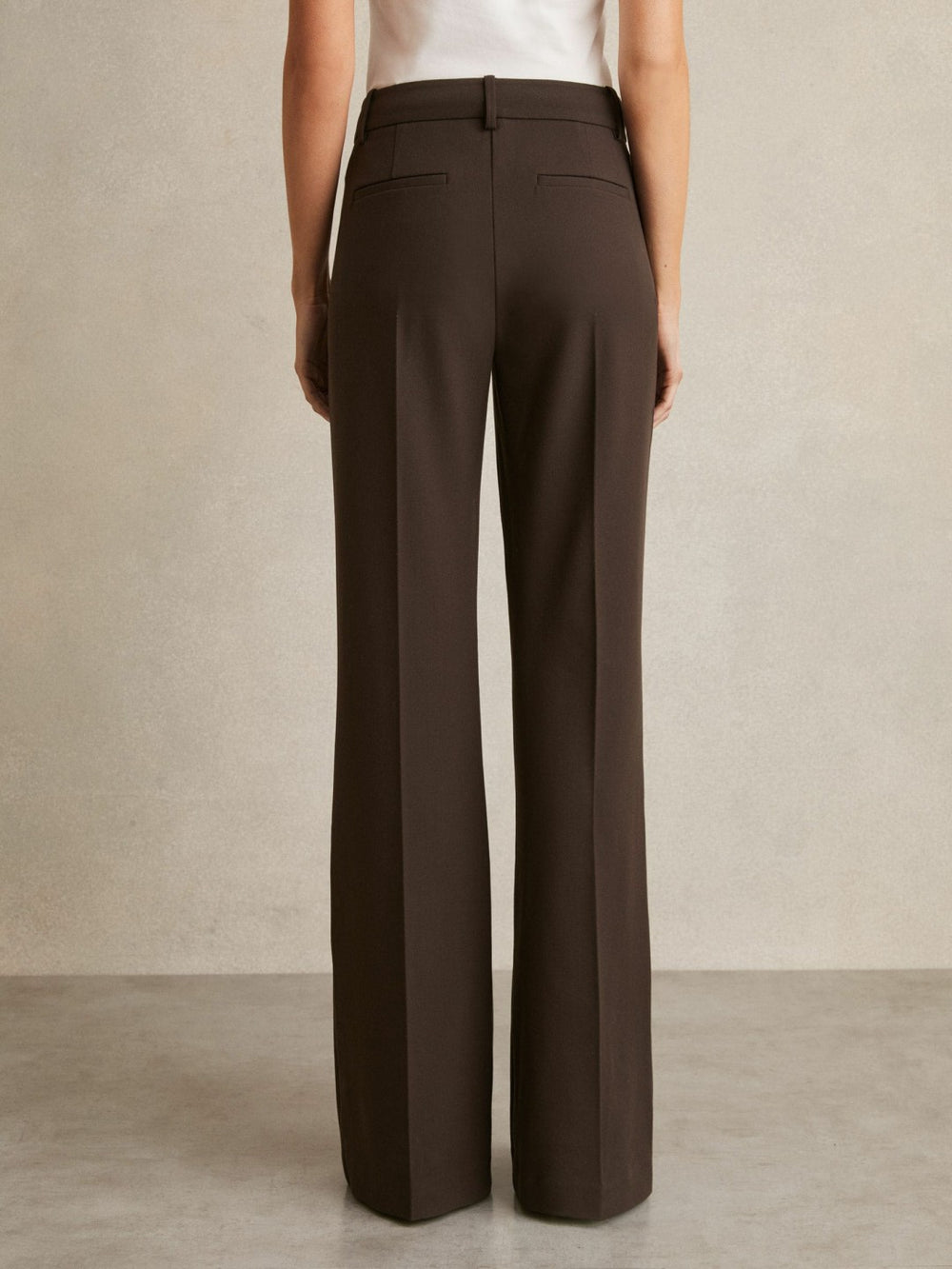 Petite High Rise Flared Trousers Chocolate Brown | Women
