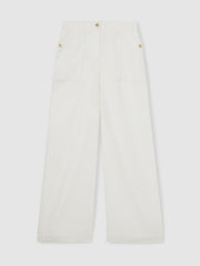 Petite Linen Wide Leg Trousers White | Women