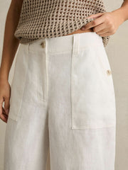 Petite Linen Wide Leg Trousers White | Women