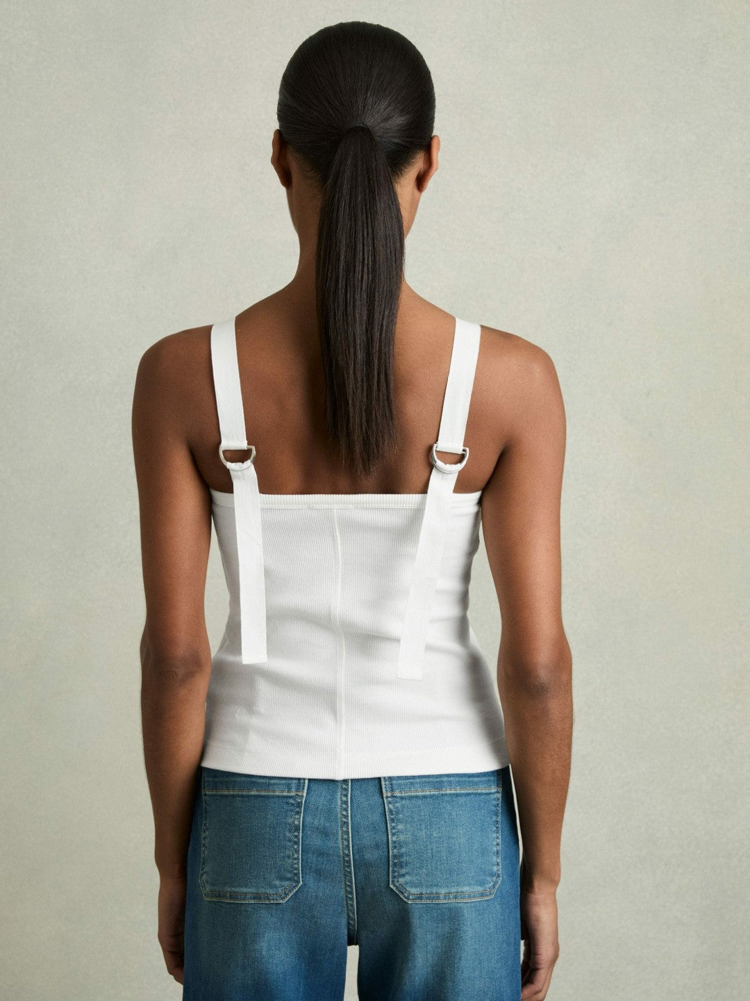 Stretch-Cotton D-Ring Strap Vest White | Women