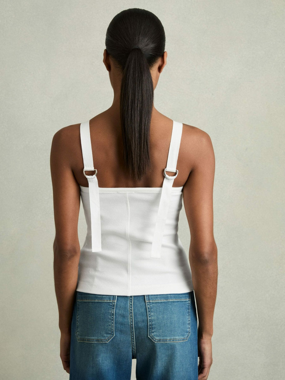 Stretch-Cotton D-Ring Strap Vest White | Women