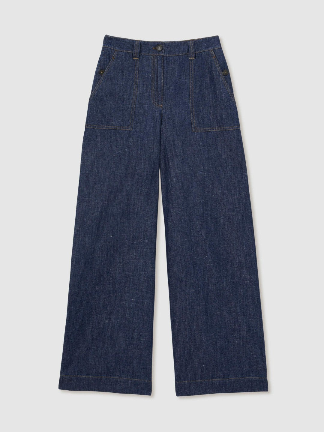 Petite Linen Wide Leg Trousers Indigo | Women