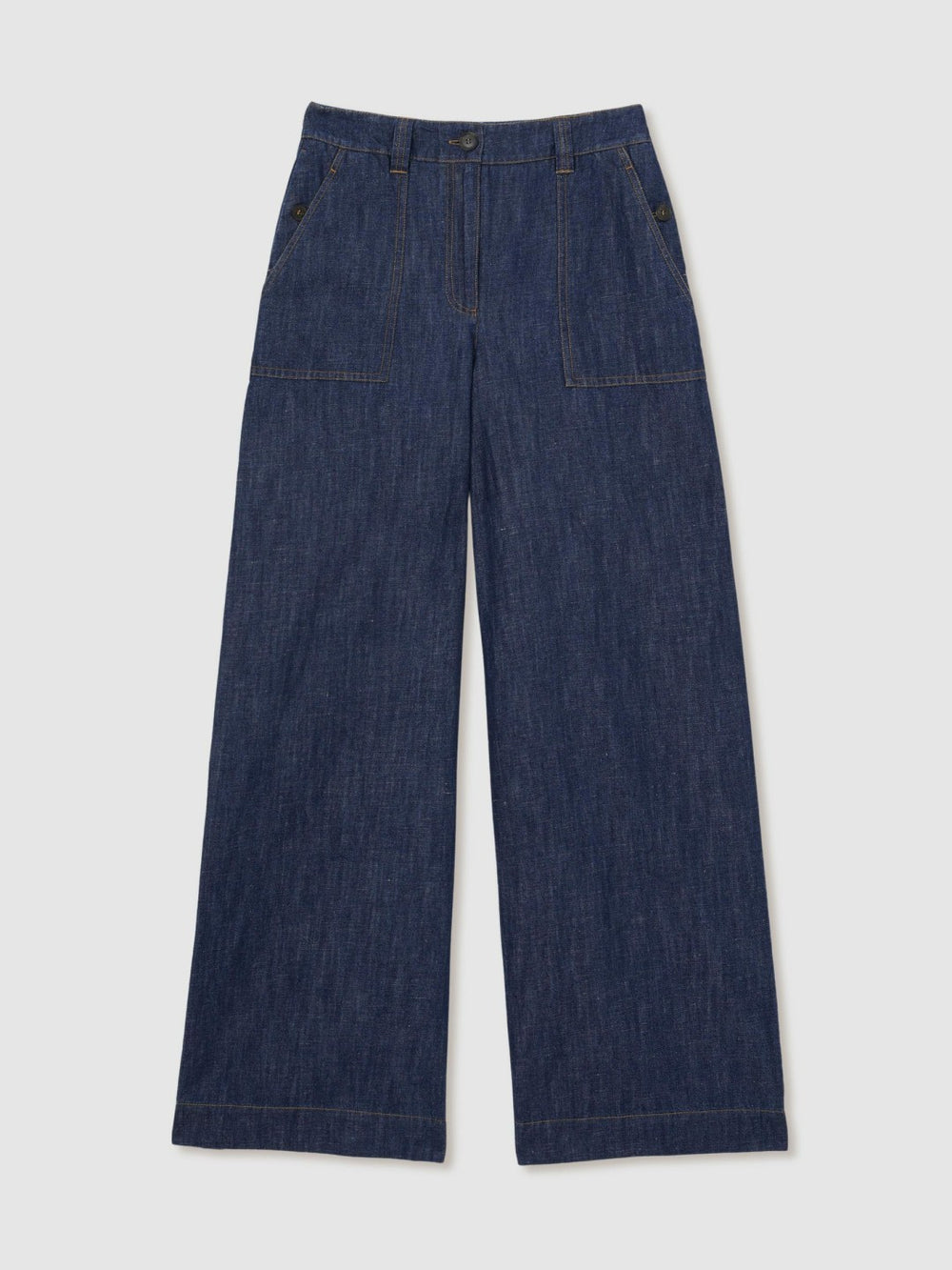 Petite Linen Wide Leg Trousers Indigo | Women