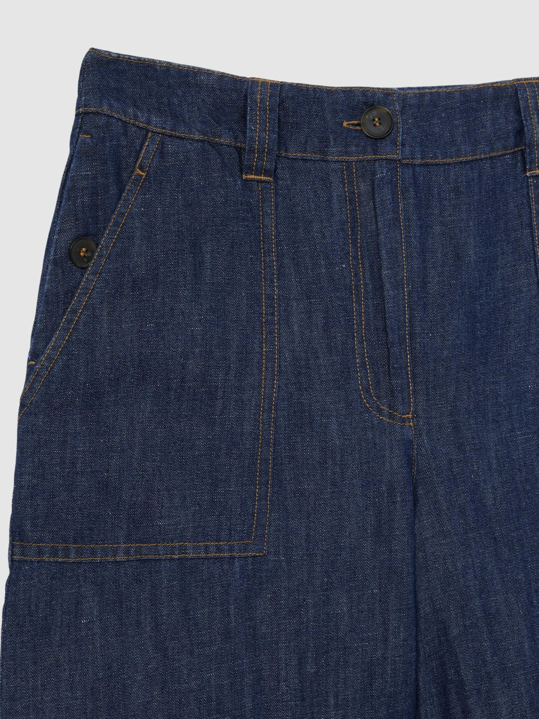 Petite Linen Wide Leg Trousers Indigo | Women