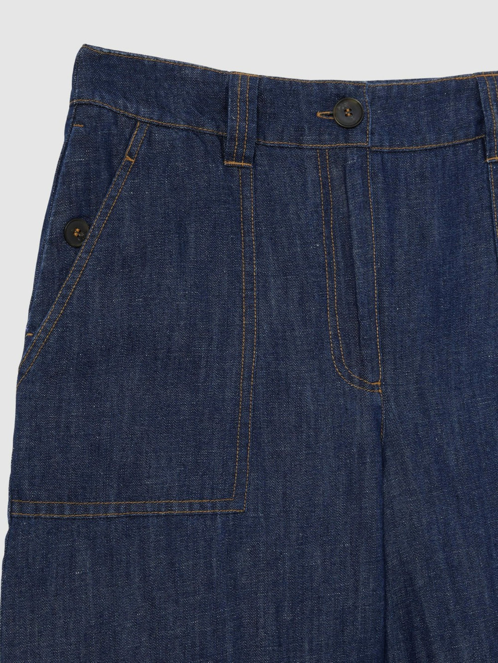 Petite Linen Wide Leg Trousers Indigo | Women