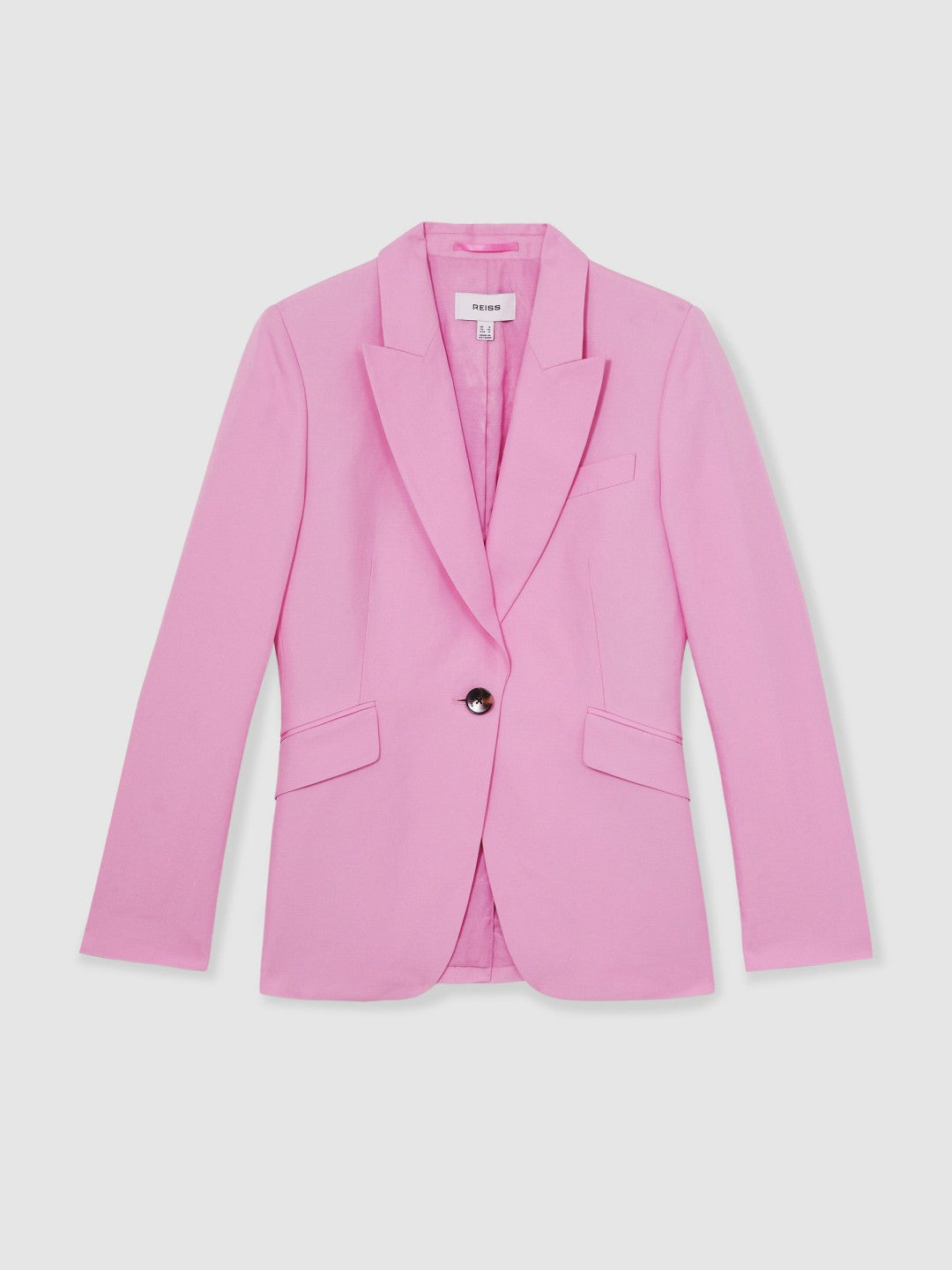 Single Breasted Suit Jacket With Linen Pink | Women