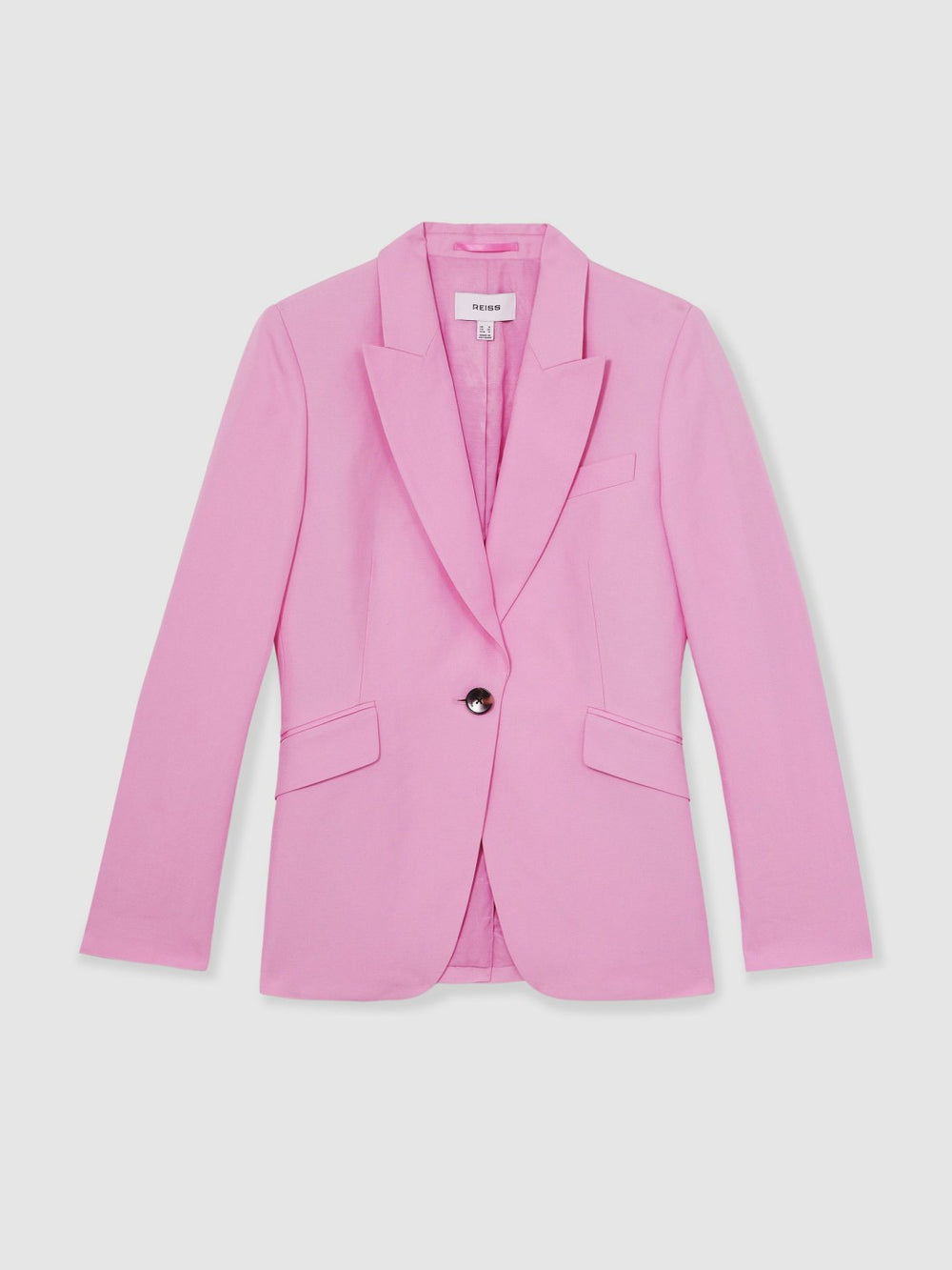 Single Breasted Suit Jacket With Linen Pink | Women