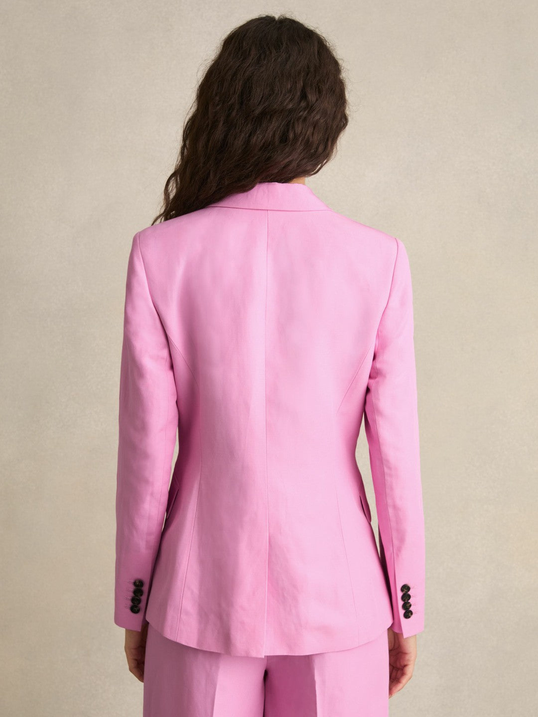 Single Breasted Suit Jacket With Linen Pink | Women