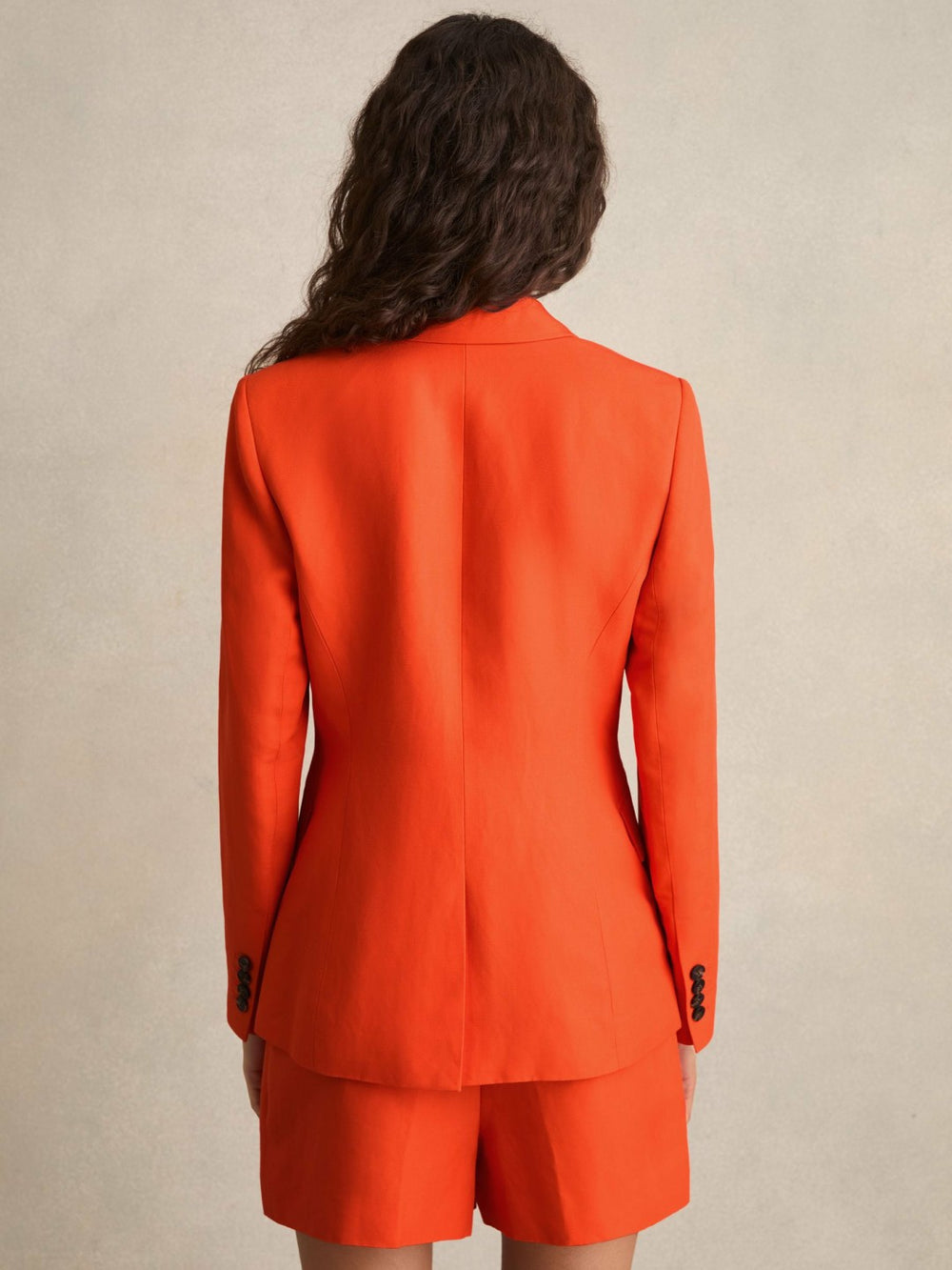 Single Breasted Suit Jacket With Linen Orange | Women