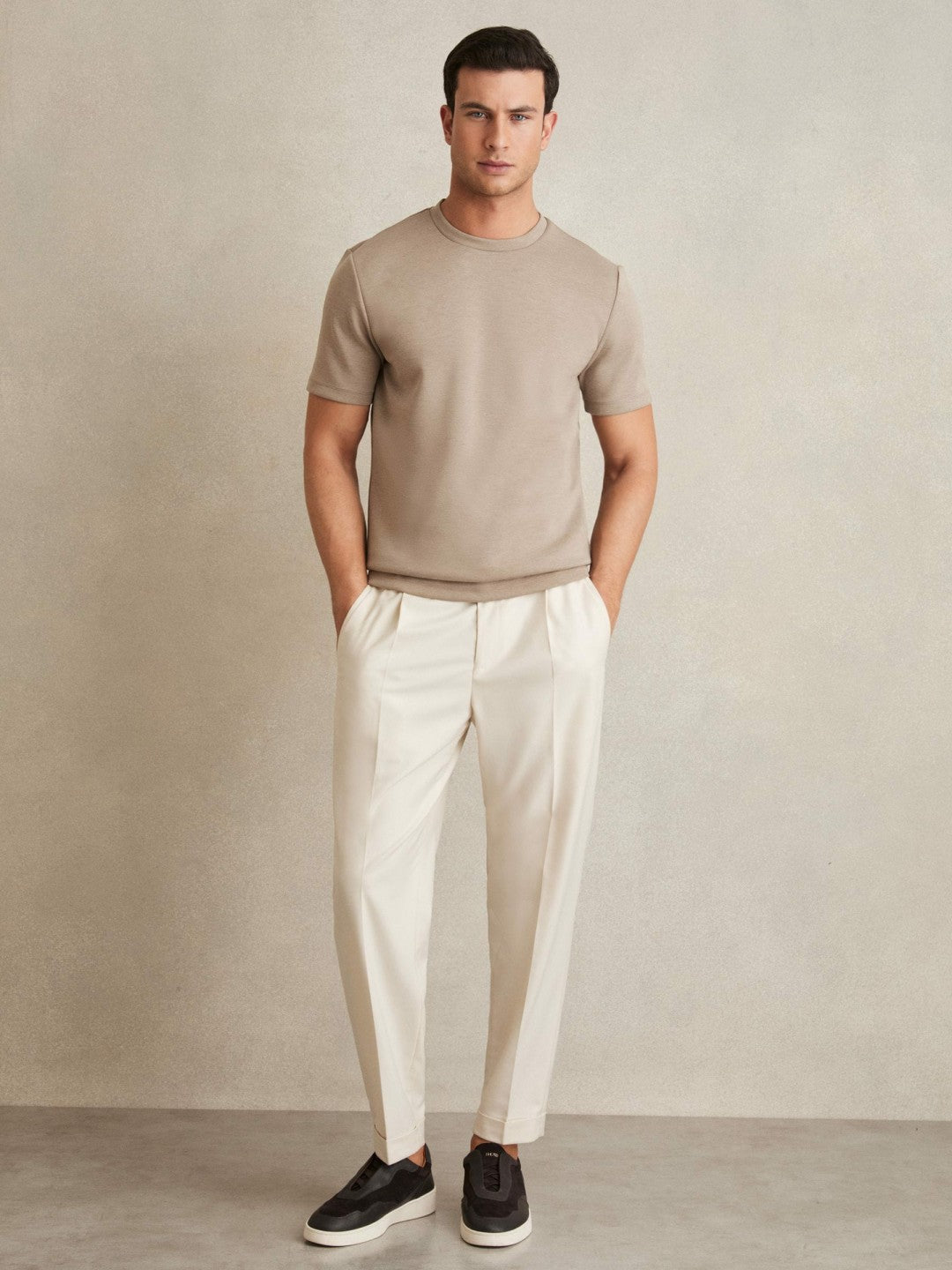 Interlock Jersey Crew Neck T-Shirt Taupe Brown | Men
