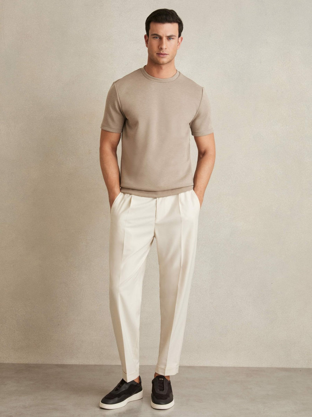 Interlock Jersey Crew Neck T-Shirt Taupe Brown | Men