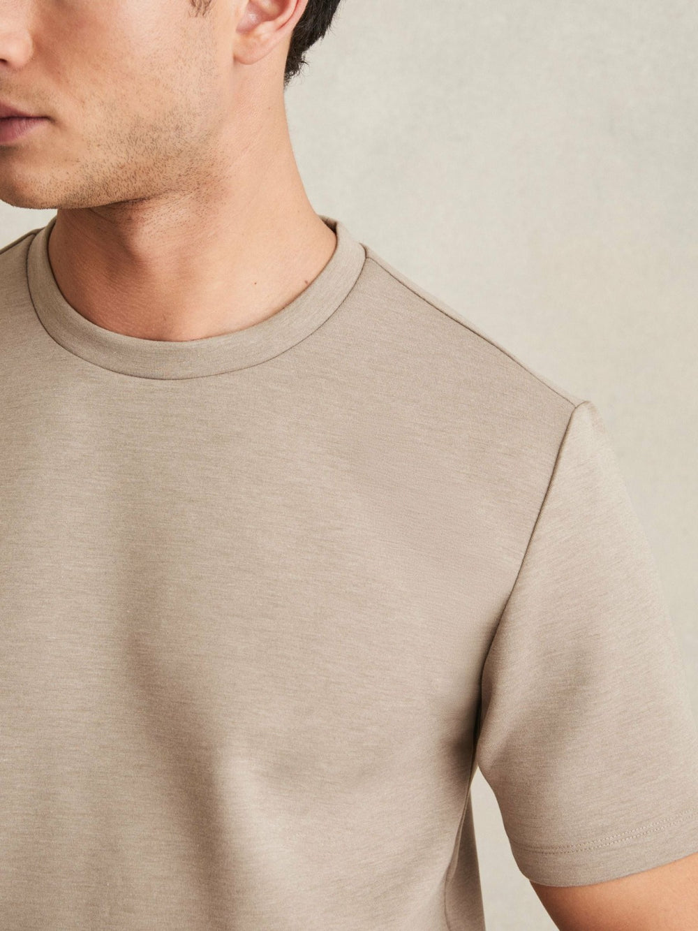 Interlock Jersey Crew Neck T-Shirt Taupe Brown | Men