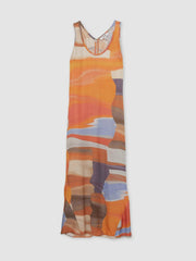 Sunset Print Sleeveless Slip Dress Coral | Women
