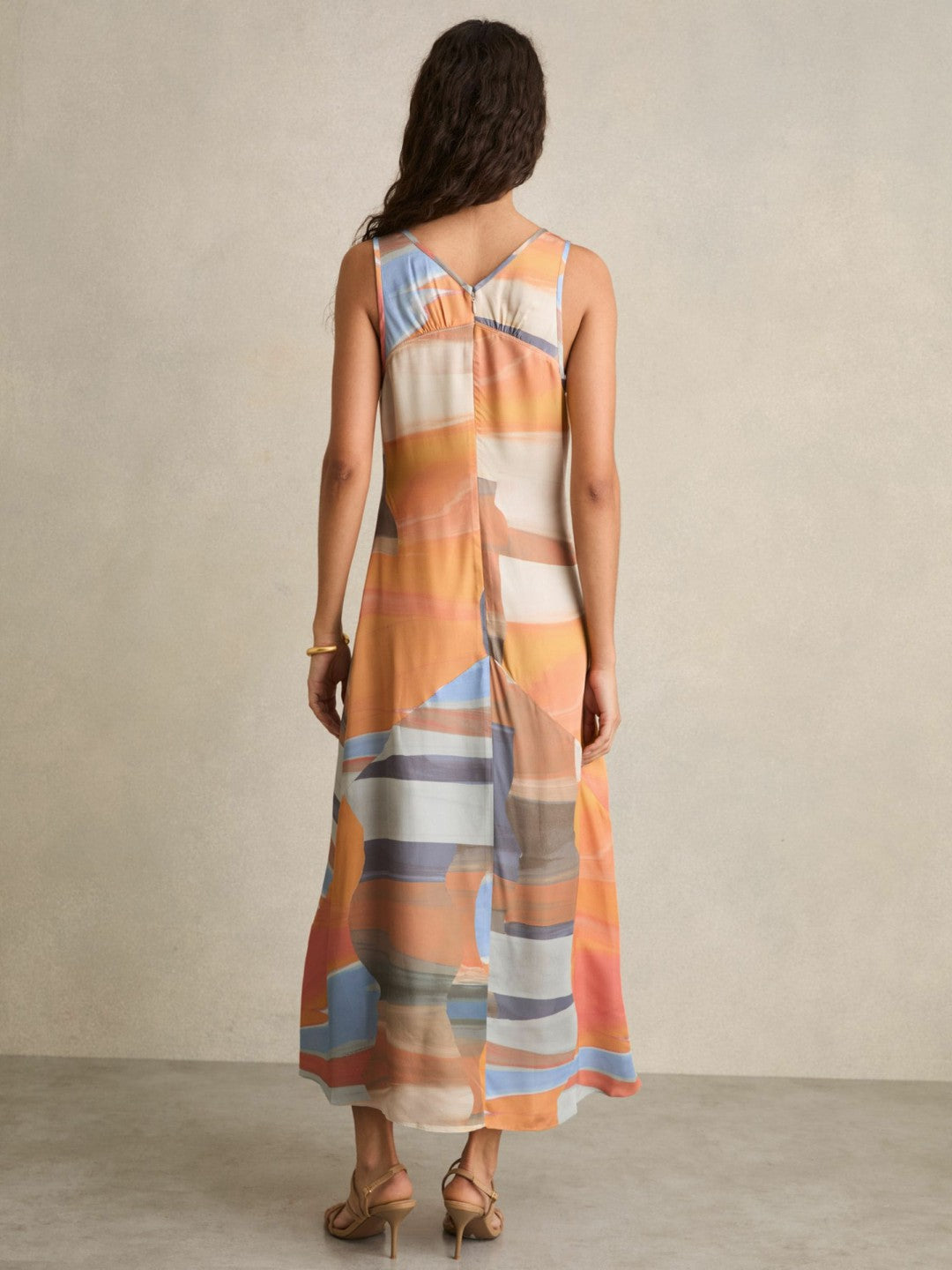 Sunset Print Sleeveless Slip Dress Coral | Women