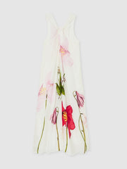 NYBG Floral Print Maxi Dress With Linen Ivory | Women