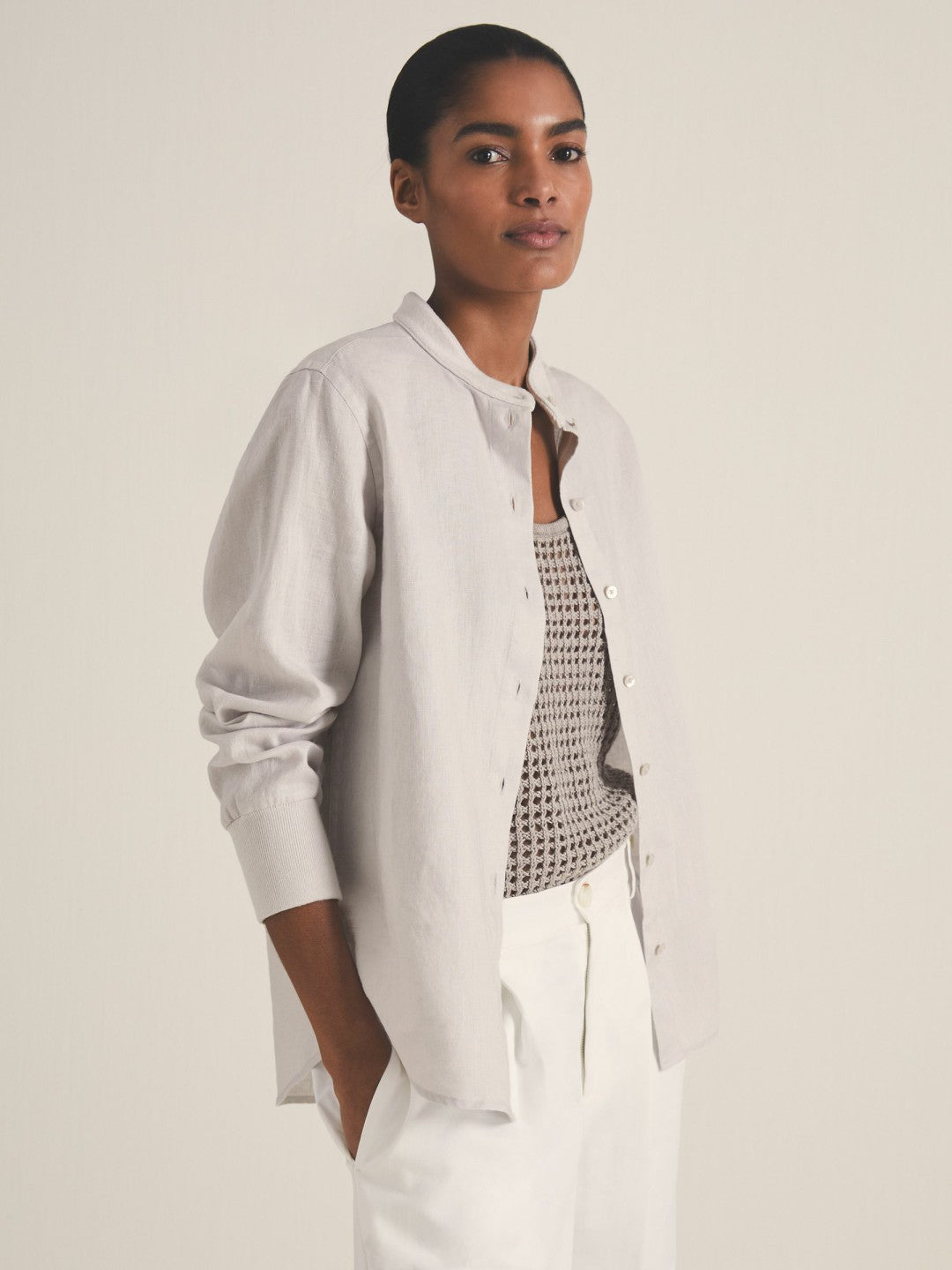| Les 100 Ciels Linen Shirt Soft Grey | Women