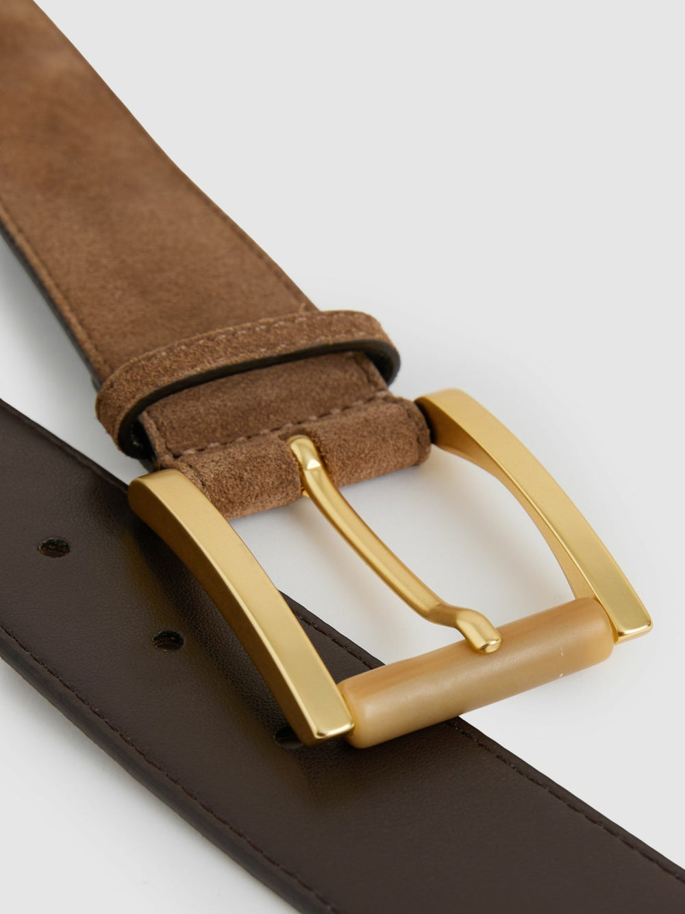 Suede Square Roller Buckle Belt Tan | Women