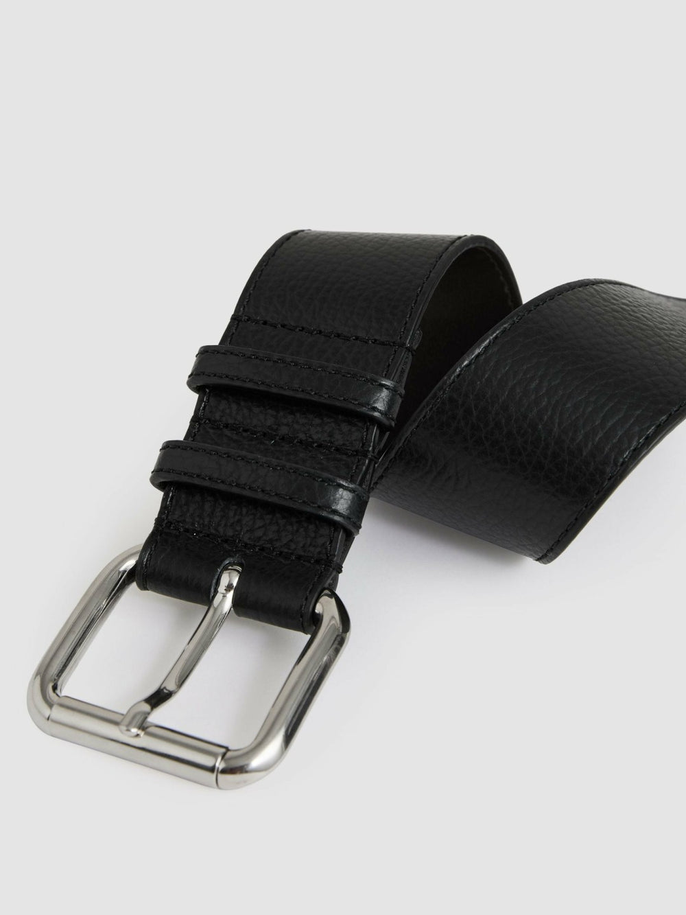 Leather Square Roller Buckle Belt Black | Women