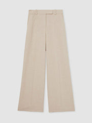 Petite Linen-Blend Wide-Leg Trousers Neutral | Women