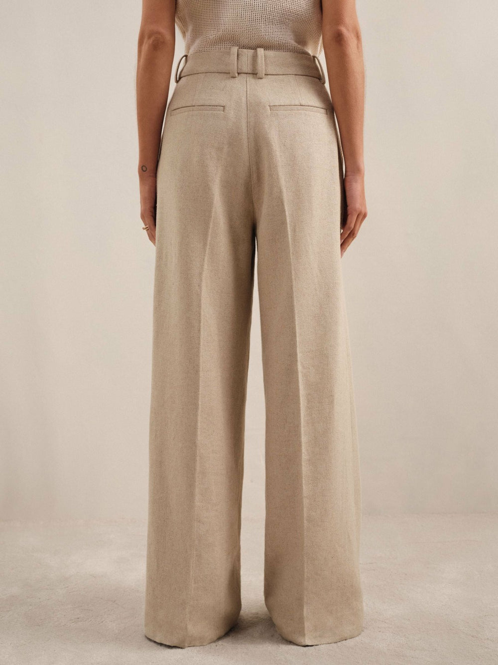 Petite Linen-Blend Wide-Leg Trousers Neutral | Women