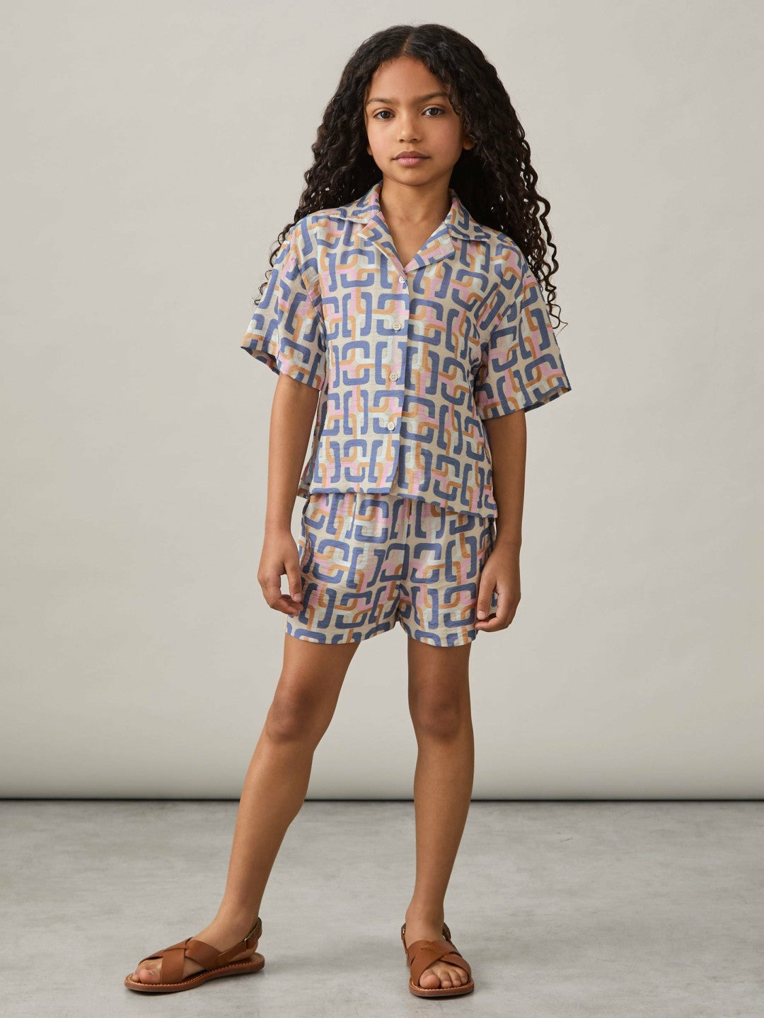 9-13 yrs Geometric Chain Print Shorts Multi | Children & Baby