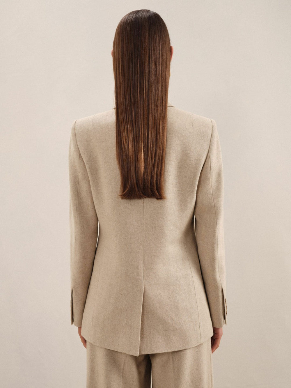Linen-Blend Double-Breasted Suit Jacket Neutral | Women
