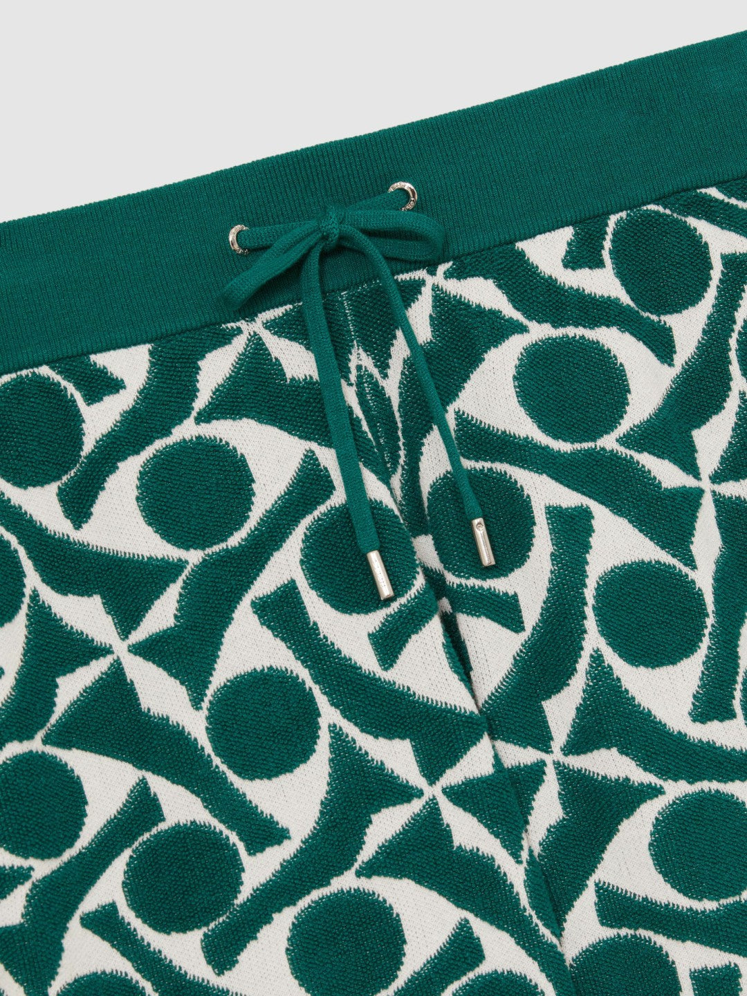 Abstract-Pattern Towelling Shorts Green/White | Men