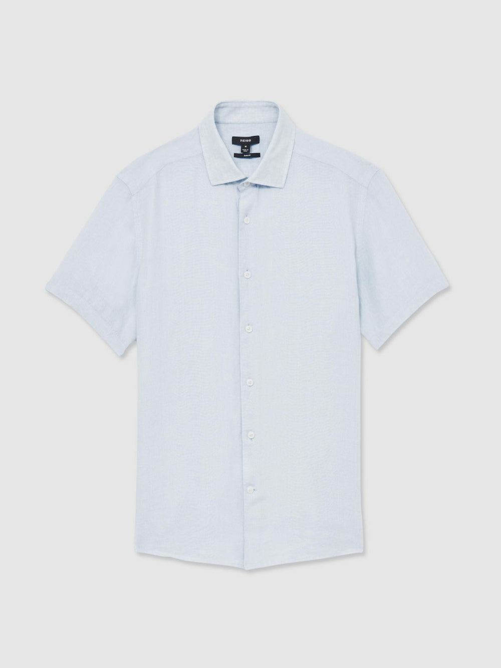 Slim Fit Linen Button-Through Shirt Pale Blue | Men