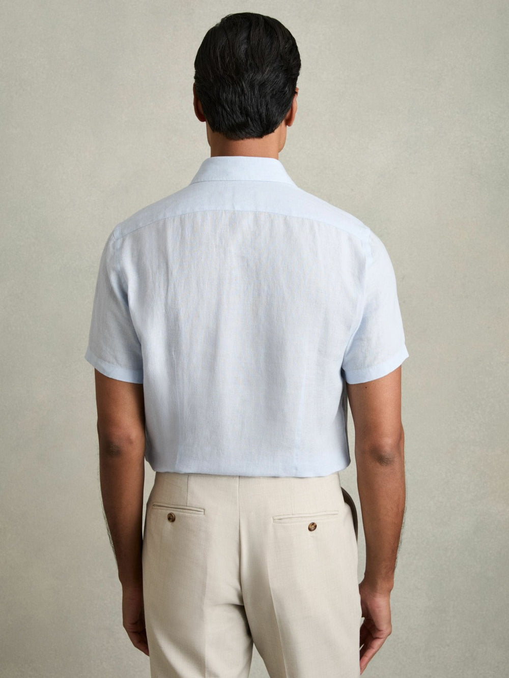 Slim Fit Linen Button-Through Shirt Pale Blue | Men