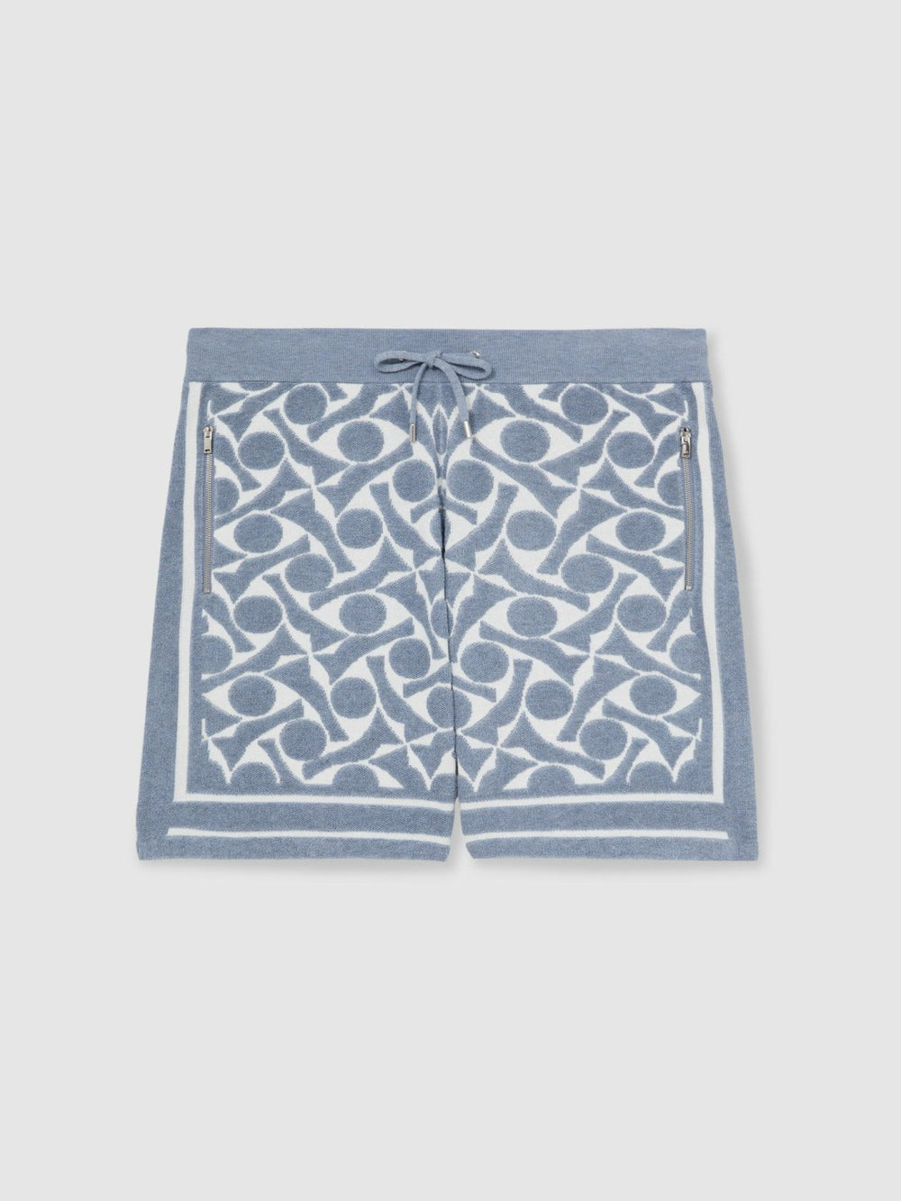 Abstract-Pattern Towelling Shorts Soft Blue/White | Men