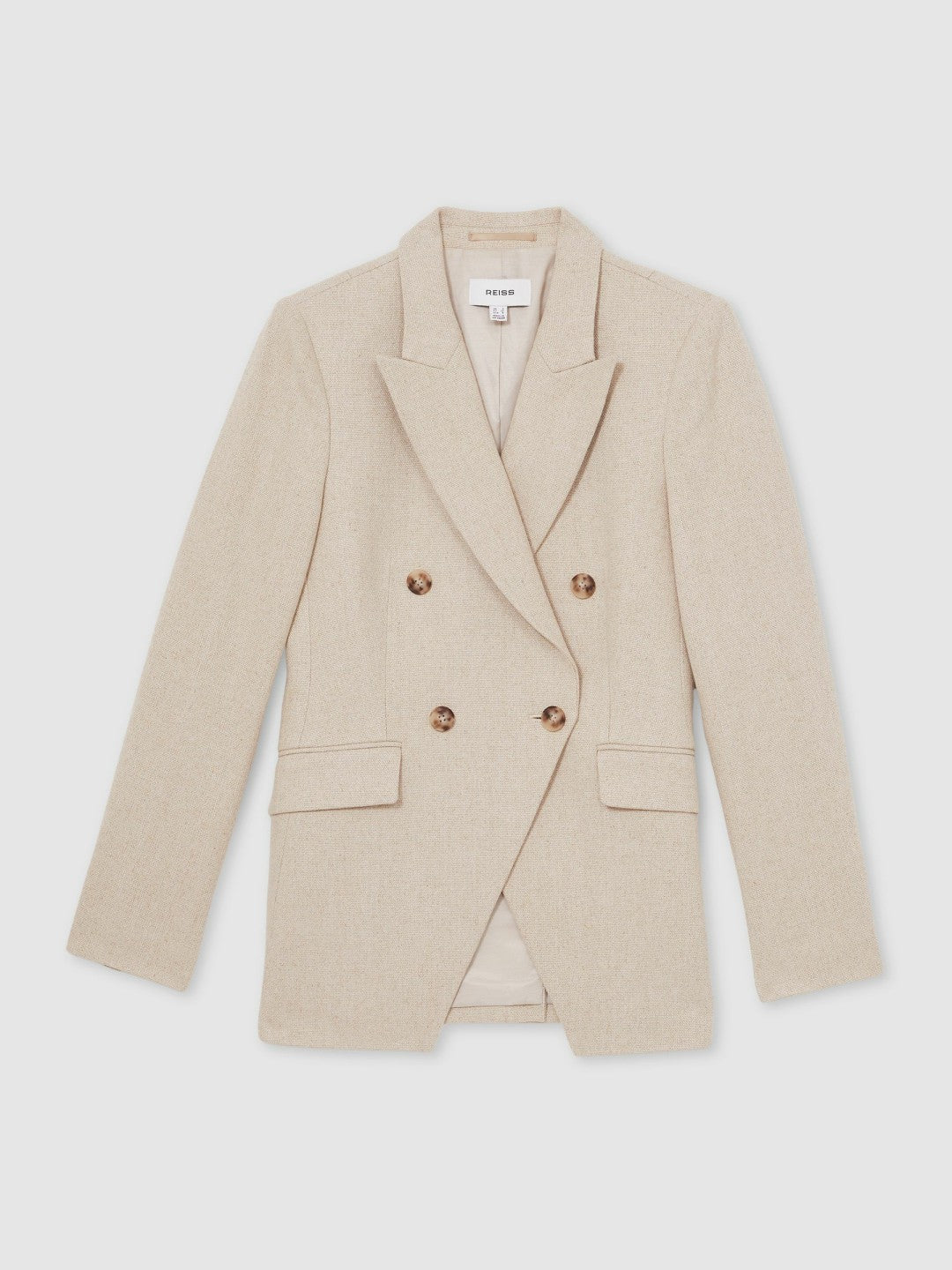 Petite Linen-Blend Double-Breasted Suit Jacket Neutral | Women