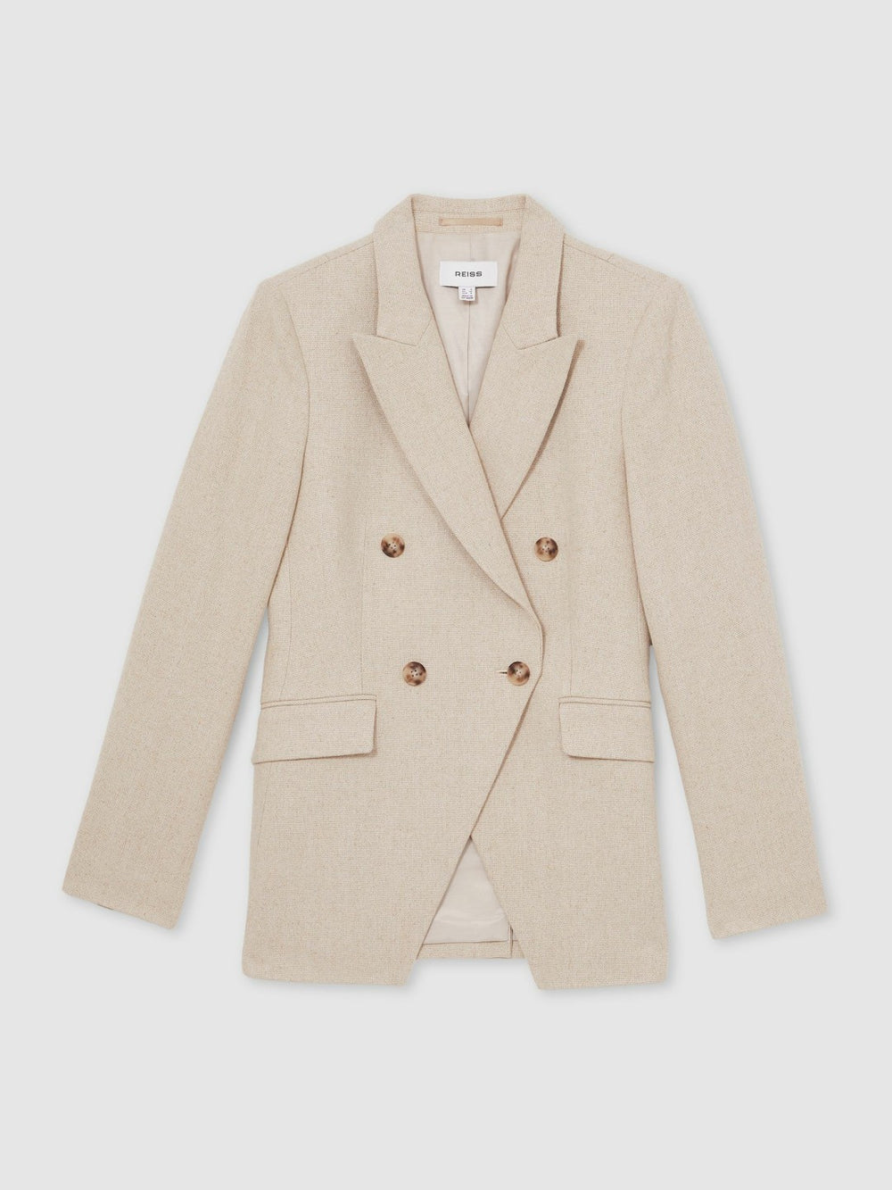 Petite Linen-Blend Double-Breasted Suit Jacket Neutral | Women