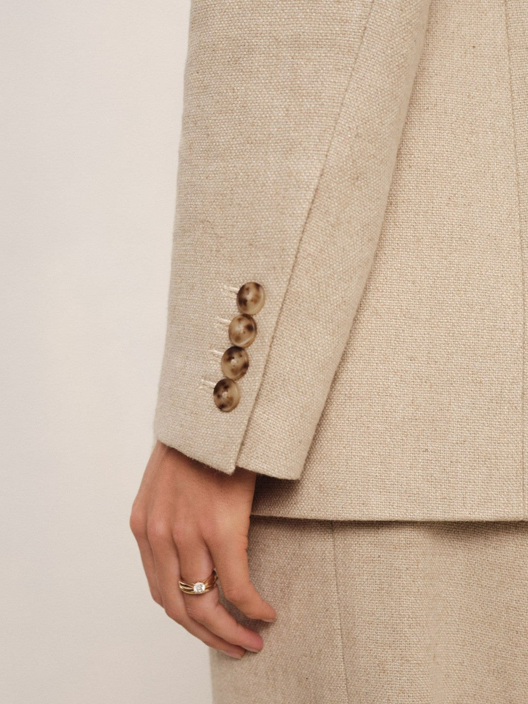 Petite Linen-Blend Double-Breasted Suit Jacket Neutral | Women
