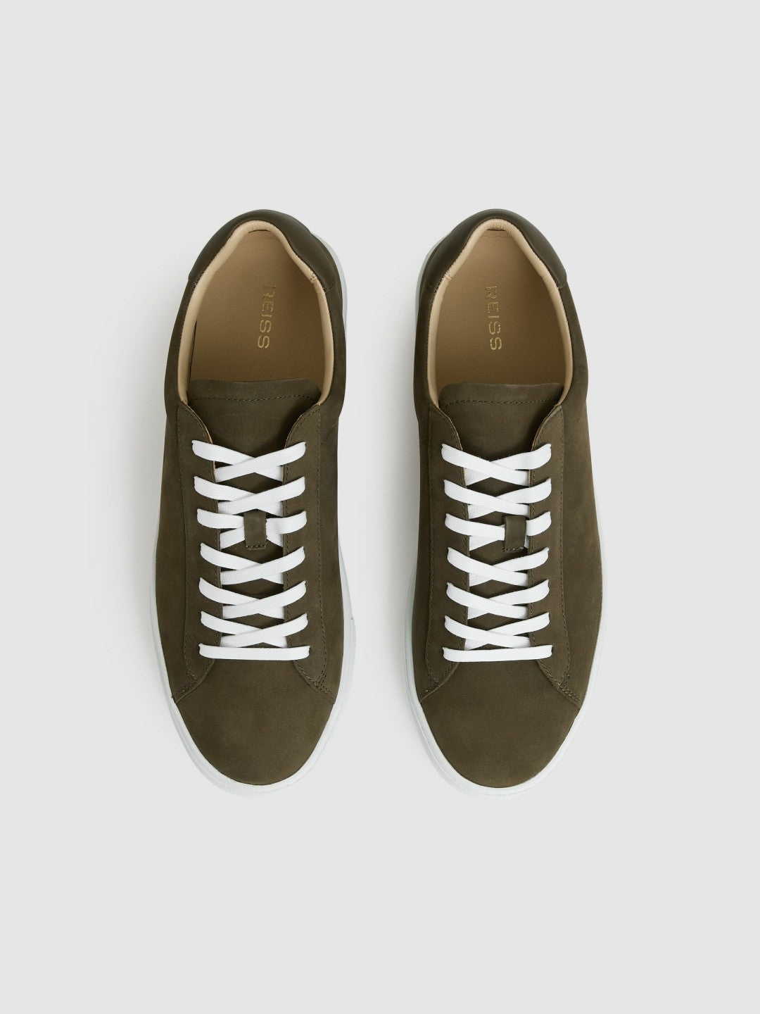 Nubuck-Leather Low-Top Trainers Olive Green | Men