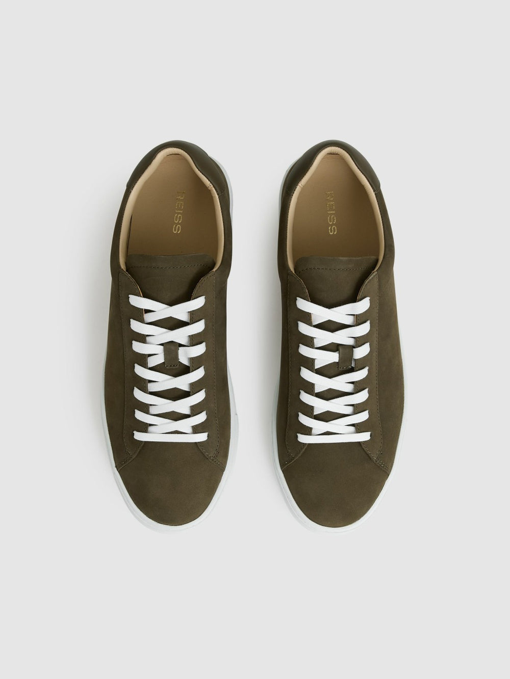 Nubuck-Leather Low-Top Trainers Olive Green | Men