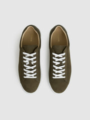 Nubuck-Leather Low-Top Trainers Olive Green | Men