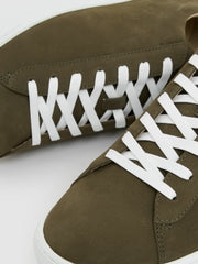 Nubuck-Leather Low-Top Trainers Olive Green | Men