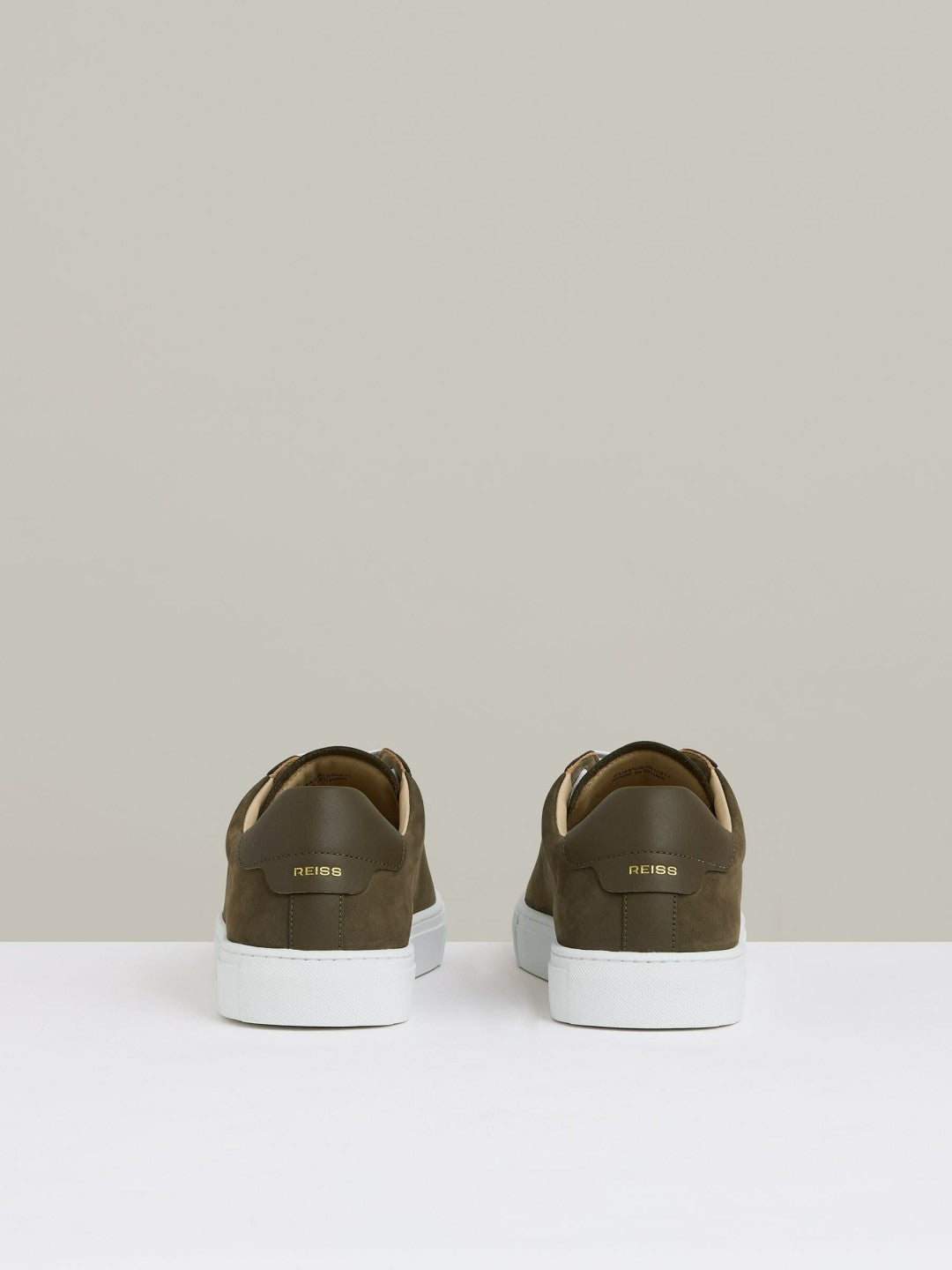 Nubuck-Leather Low-Top Trainers Olive Green | Men