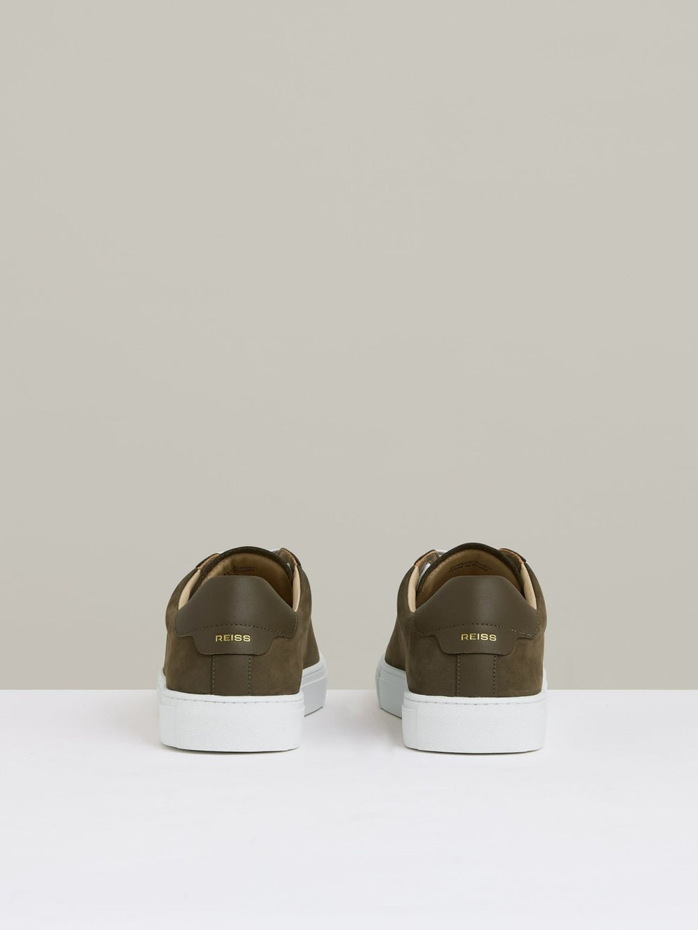 Nubuck-Leather Low-Top Trainers Olive Green | Men