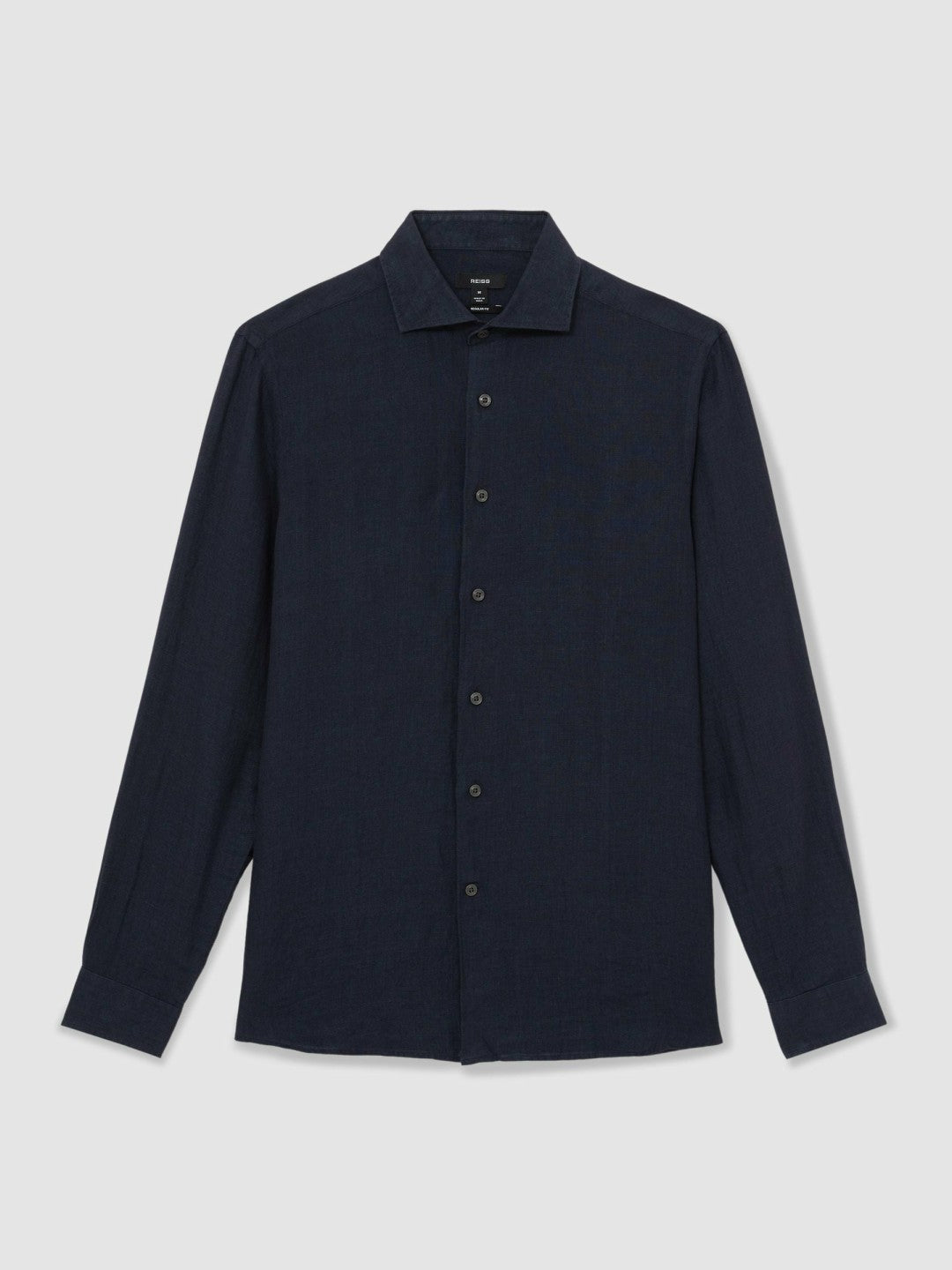 Linen Button-Through Shirt Navy | Men