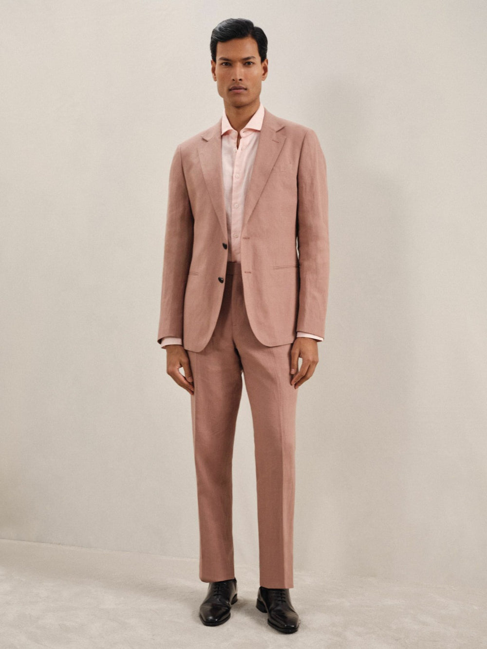 Single-Breasted Linen Suit Blazer Slim Fit Rose Pink | Men