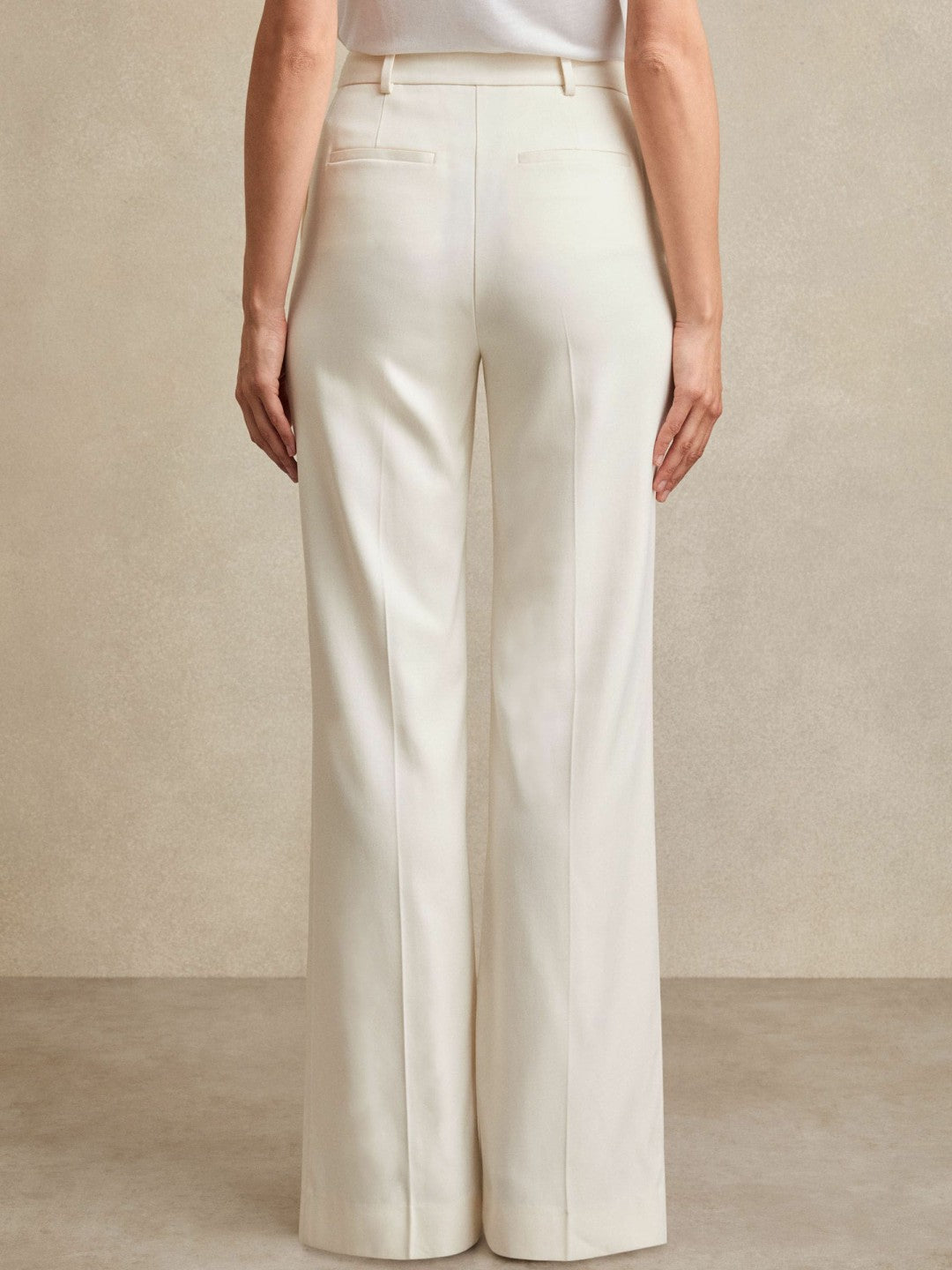 Petite Wide Leg Tailored Trousers Cream | Women