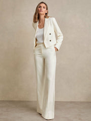 Wide Leg Tailored Trousers Cream | Women